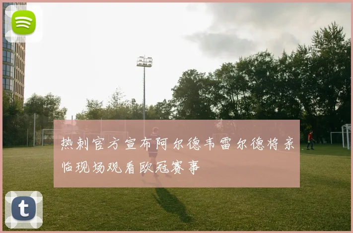热刺官方宣布阿尔德韦雷尔德将亲临现场观看欧冠赛事